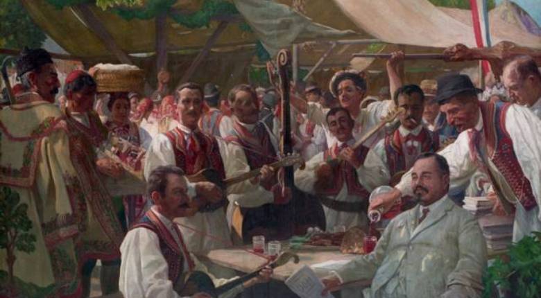 Ivan Tišov: Stjepan Radić među seljacima, 1928. g., HPM/PMH-8820
